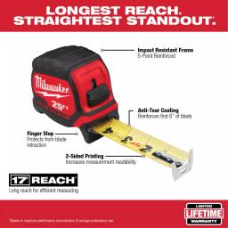 Milwaukee 25 ft. Blade Tape Measure with 14 ft. Standout and Fastback Compact Folding Utility Knife Set thumbnail 2