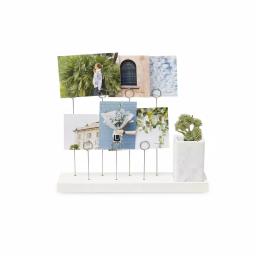 Umbra Gala White Photo Display with Walnut Wood Base and 7 Keyring Clips thumbnail 3