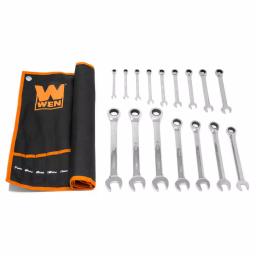 WEN 16-Piece Metric Ratcheting Combination Wrench Set with Storage Pouch thumbnail 1