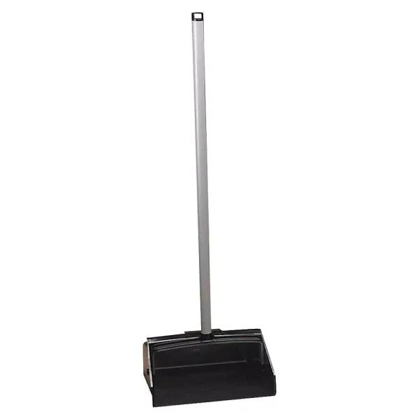 Continental 12 in. Upright Lobby Dust Pan with Vinyl-Coated Steel Handle, Black