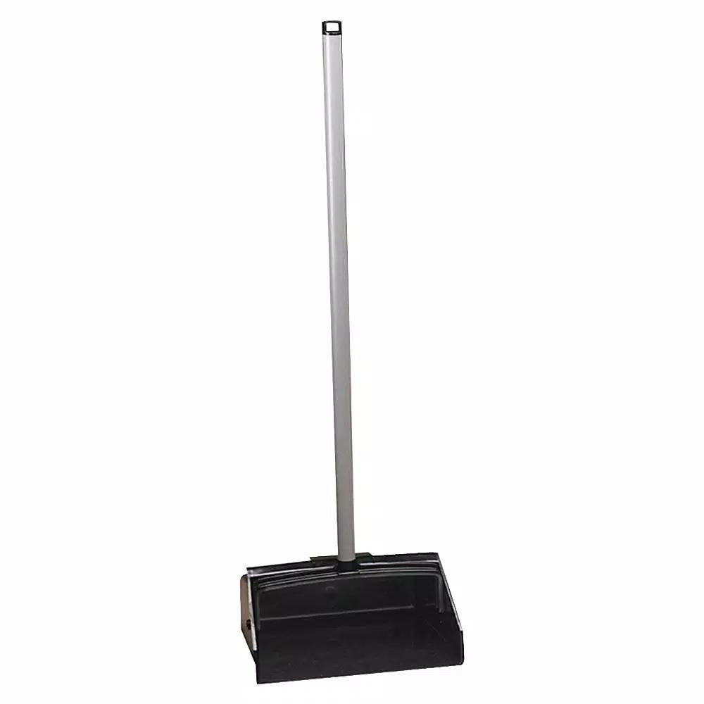 Continental 12 in. Upright Lobby Dust Pan with Vinyl-Coated Steel Handle, Black