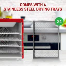 NutriChef 4-Tray Food Dehydrator Machine, 350W with Digital Timer and Temperature Control, Red thumbnail 5