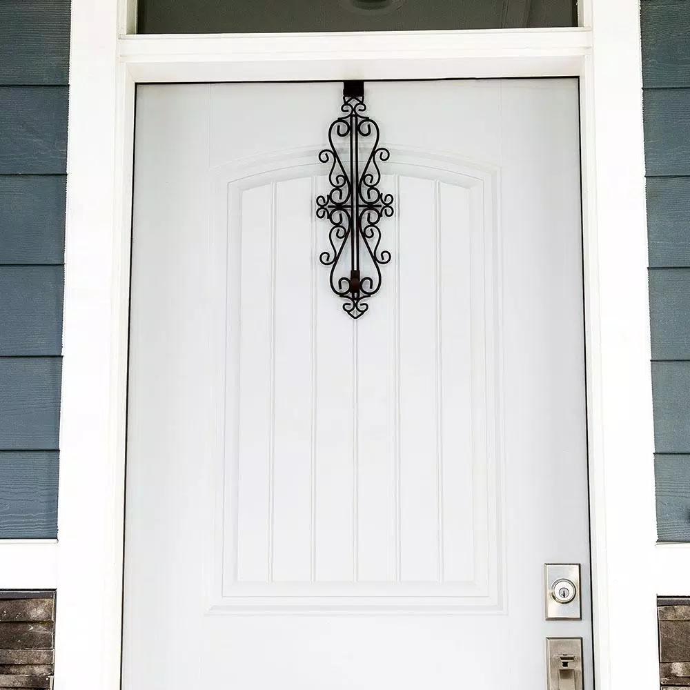 Village Lighting Company Colonial Adjustable Wreath Hanger, Durable Wrought Iron Door Hook, Holds up to 20 lbs