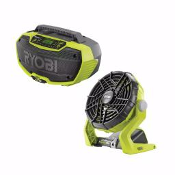 RYOBI 18V ONE+ Hybrid Bluetooth Stereo and Portable Fan Combo Kit (Tools Only) thumbnail 1
