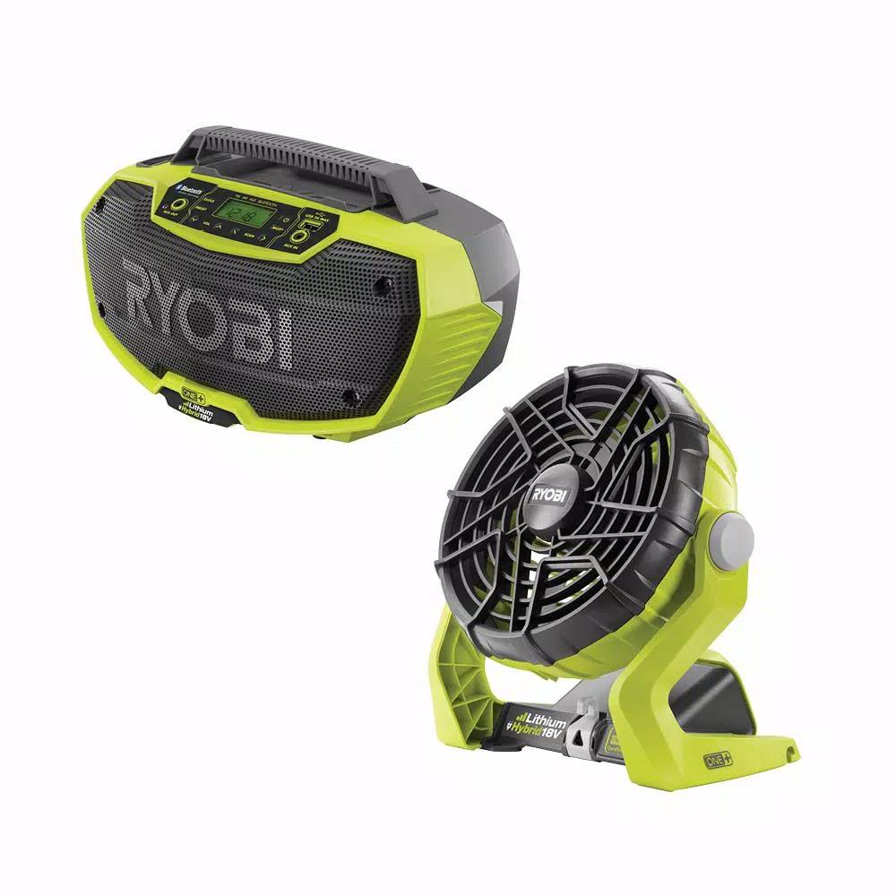 RYOBI 18V ONE+ Hybrid Bluetooth Stereo and Portable Fan Combo Kit (Tools Only)
