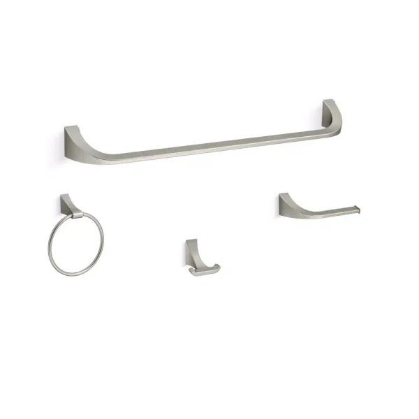 KOHLER Katun 4-Piece Modern Bathroom Hardware Set, Vibrant Brushed Nickel