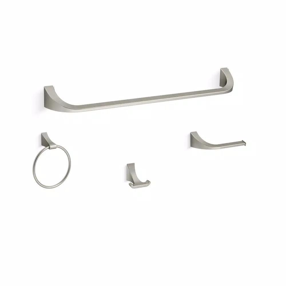 KOHLER Katun 4-Piece Modern Bathroom Hardware Set, Vibrant Brushed Nickel