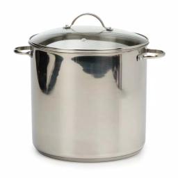 RSVP International Endurance 16 Qt. Stainless Steel Stock Pot with Tempered Glass Lid, Induction Safe thumbnail 1