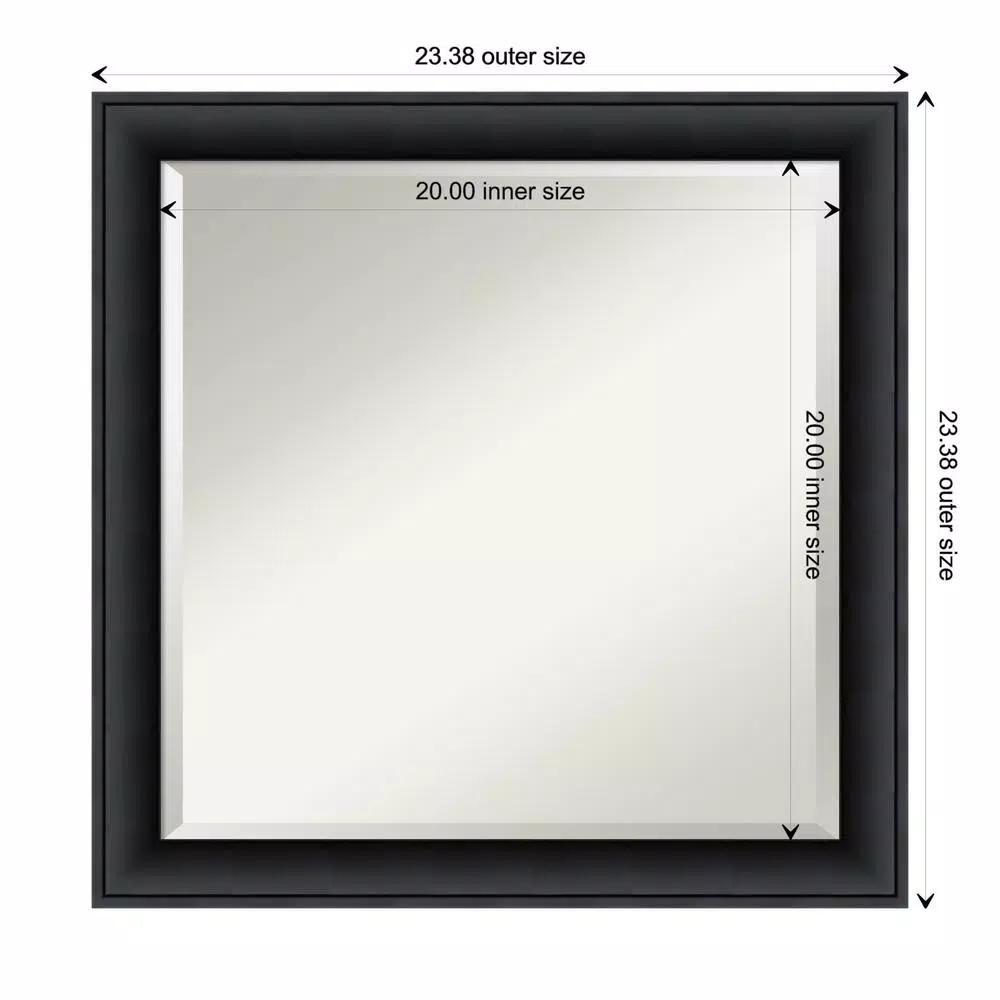 Amanti Art Nero 23 in. Square Beveled Edge Bathroom Vanity Mirror, Black Satin Wood Frame