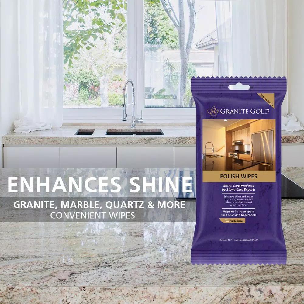 Granite Gold Polish Wipes for Natural Stone and Quartz Surfaces