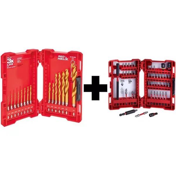 Milwaukee SHOCKWAVE Impact Duty Titanium Drill Bit (15-Pc) & Steel Driver Bit (45-Pc) Set
