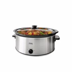 Zing 8 Qt. Oval Stainless Steel Slow Cooker with Glass Lid and Removable Stoneware thumbnail 2