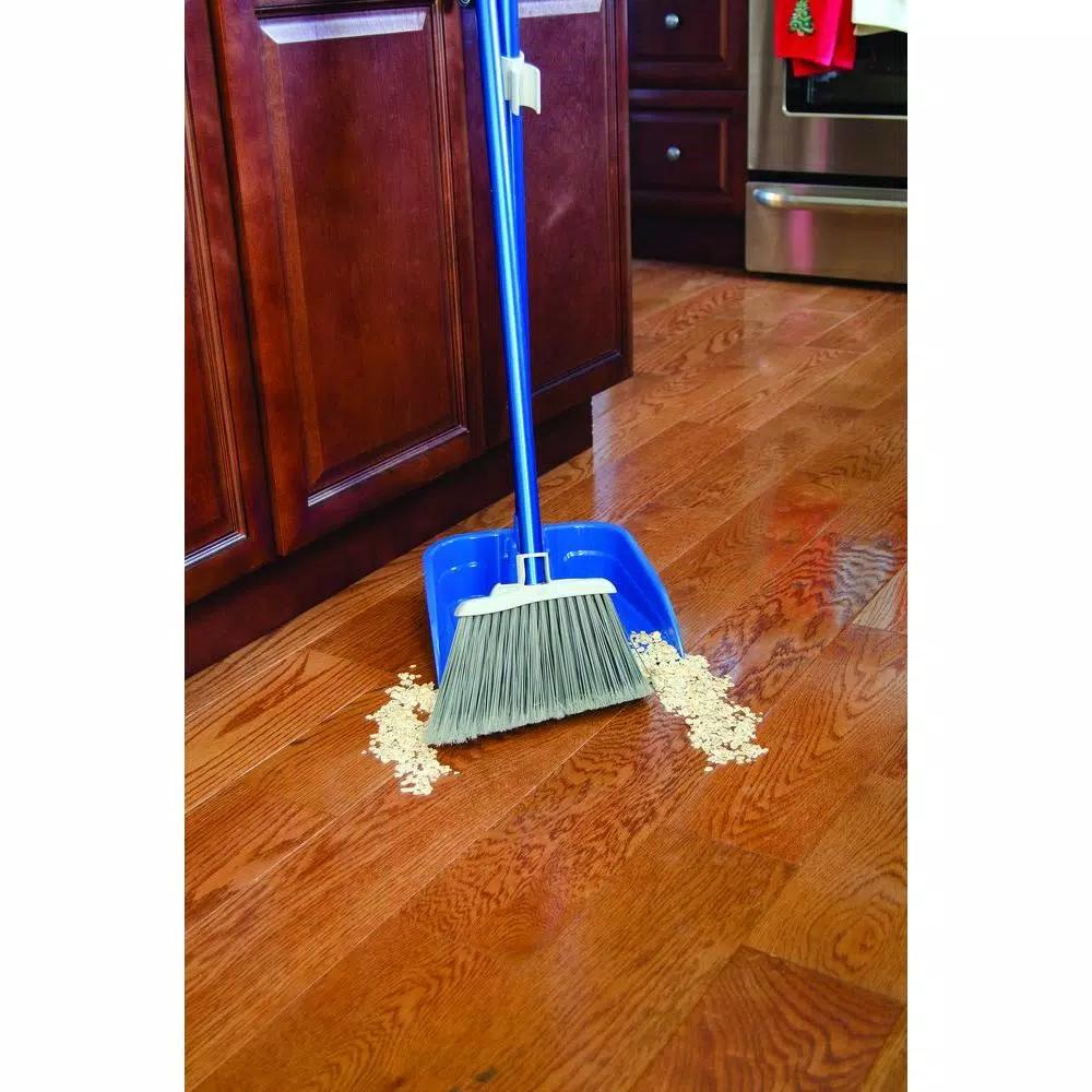 Quickie Stand and Store Lobby Broom and Dustpan Set, Blue