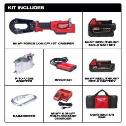 Milwaukee M18 FORCE LOGIC 15-Ton Cordless Utility Crimper Kit with 2 Batteries and Charger thumbnail 2