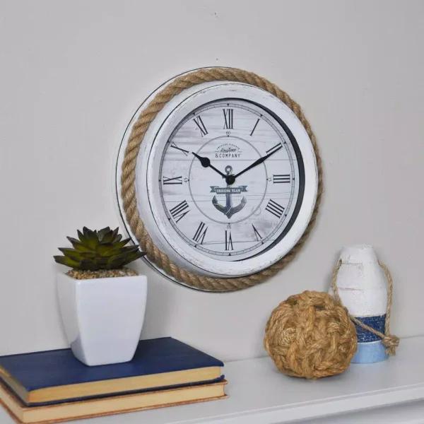 FirsTime & Co. FirsTime and Co. 10 in. Dock Rope Nautical Wall Clock - Distressed White