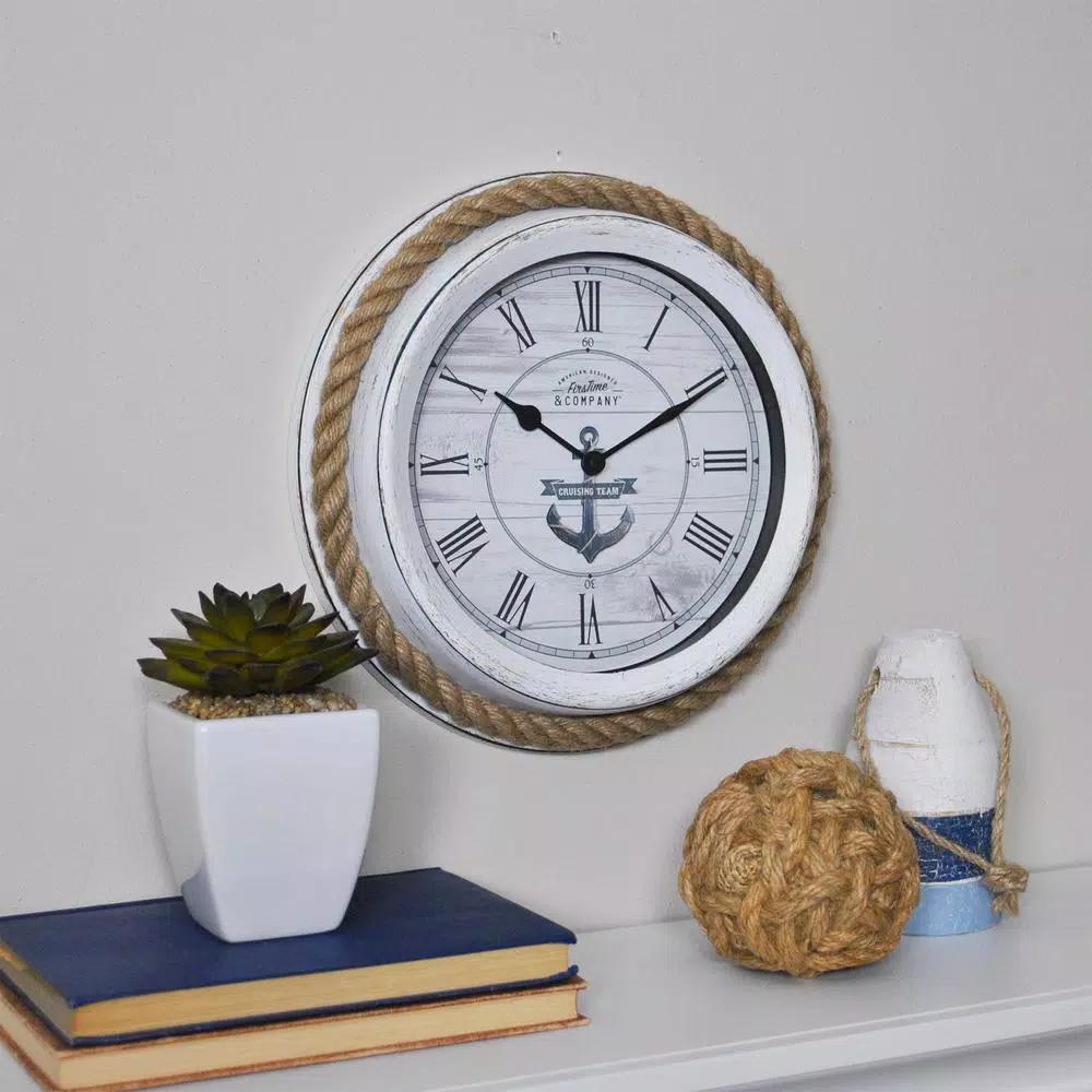 FirsTime & Co. FirsTime and Co. 10 in. Dock Rope Nautical Wall Clock - Distressed White