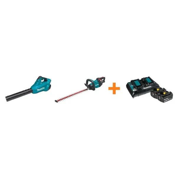 Makita 18V X2 LXT 36V Brushless Blower & 24 in. Hedge Trimmer Combo Kit with (2) 5.0 Ah Batteries & Charger