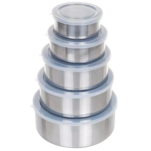 Chef Buddy 5-Piece Stainless Steel Nesting Bowl Set with Airtight Lids