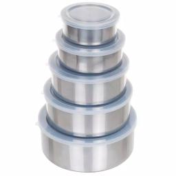 Chef Buddy 5-Piece Stainless Steel Nesting Bowl Set with Airtight Lids thumbnail 1