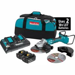 Makita 18V X2 LXT (36V) 9 in. Brushless Paddle Switch Angle Grinder Kit with 5.0 Ah Batteries & Grinding Wheels thumbnail 2