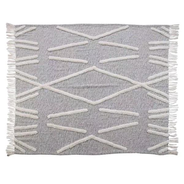 LR Resources Abstract Zigzag Black Melange Pure Cotton Decorative Throw Blanket, 50 x 60 in