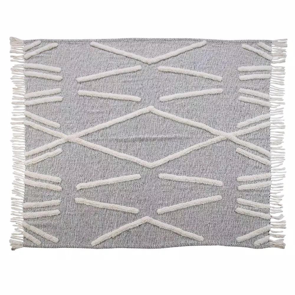 LR Resources Abstract Zigzag Black Melange Pure Cotton Decorative Throw Blanket, 50 x 60 in