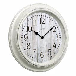 La Crosse Technology 14 in. Round White Distressed Barn Wood Style Wall Clock with Quartz Movement thumbnail 4