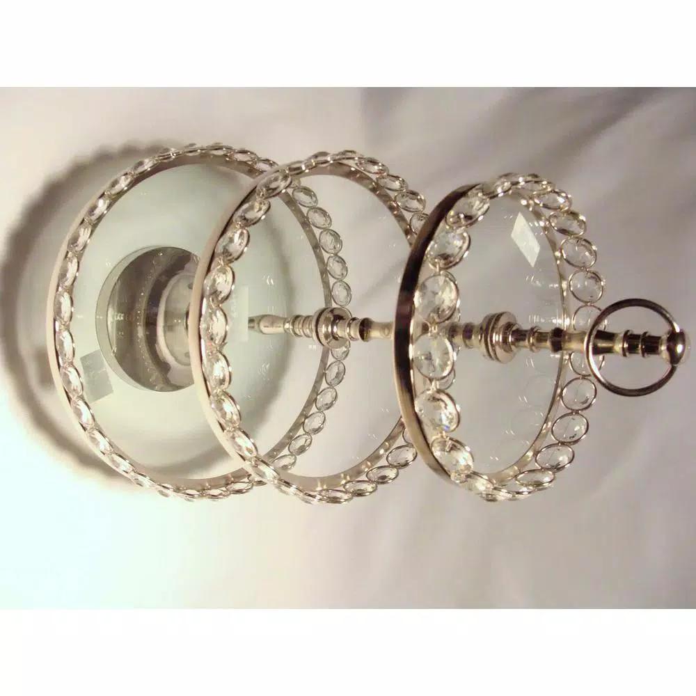 Heim Concept Silver 3-Tier Crystal and Stainless Steel Cake Stand, 20 in. H