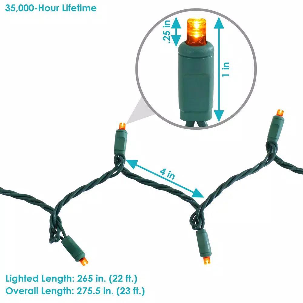 Sunnydaze Decor 22 ft. Orange LED Angle String Lights, 70-Count Novelty Bulbs, Indoor/Outdoor