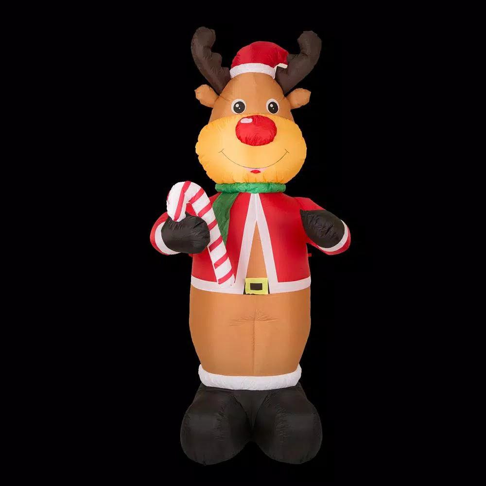 Glitzhome 8 ft. Lighted Inflatable Reindeer Christmas Decor with LED Lights