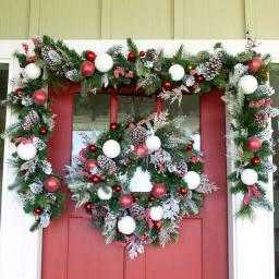 Village Lighting Company 30 in. Frosted Wonderland Pre-Lit LED Christmas Wreath - Red and White Candycane Design thumbnail 3