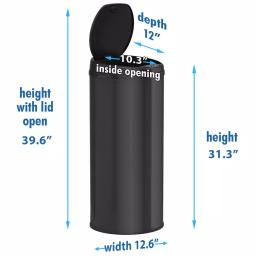 iTouchless 13 Gallon Matte Black Touchless Motion Sensor Trash Can with Odor Filter thumbnail 5