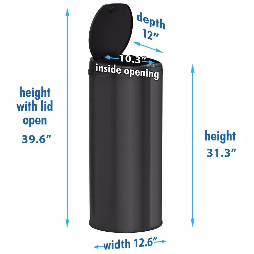 iTouchless 13 Gallon Matte Black Touchless Motion Sensor Trash Can with Odor Filter