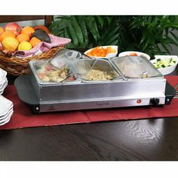 MegaChef 1.5L Stainless Steel Electric Buffet Server and Warming Tray with 3 Removable Crocks thumbnail 5