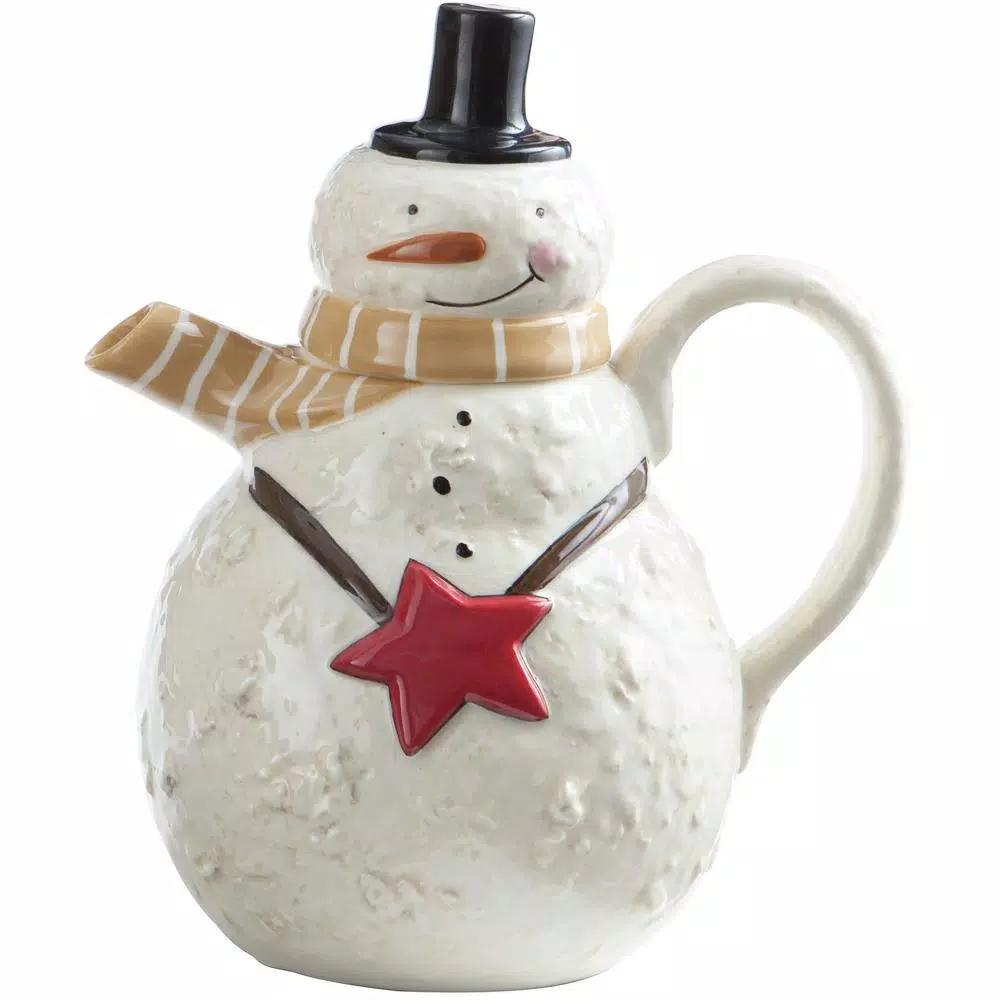 Park Designs Snow Friends Ceramic Snowman Teapot with Lid by Teresa Kogut