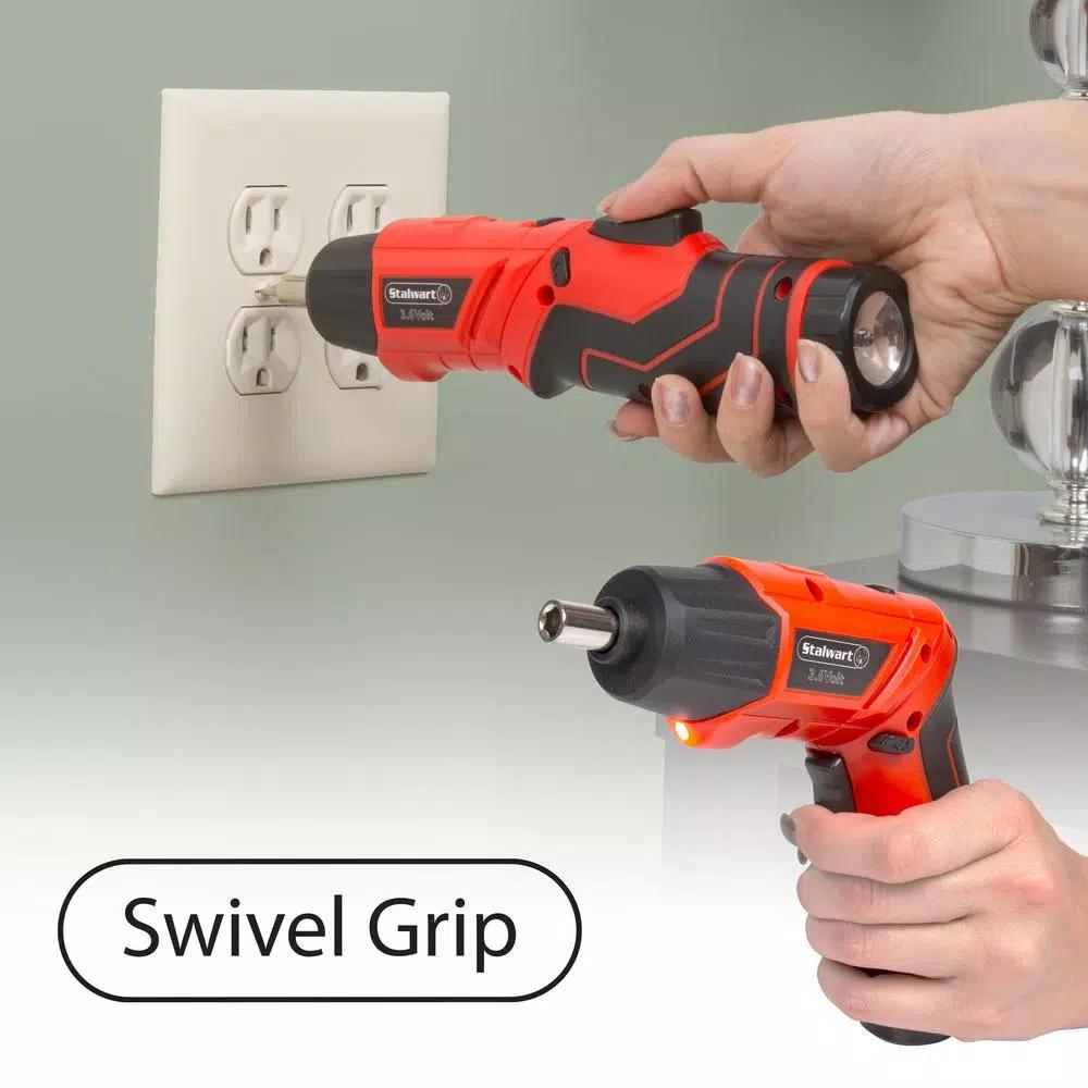Stalwart 3.6V Cordless Electric Screwdriver Kit with 101-Piece Accessory Set