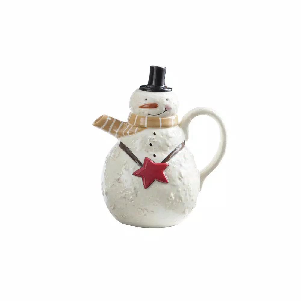 Park Designs Snow Friends Ceramic Snowman Teapot with Lid by Teresa Kogut