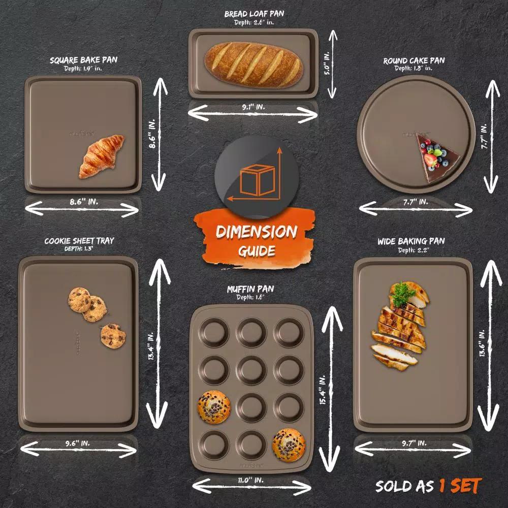 NutriChef 6-Piece Non-Stick Carbon Steel Bakeware Set - Professional Kitchen Baking Pan Set