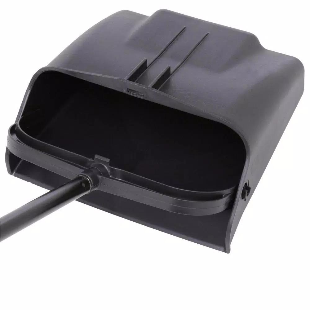 Continental 12 in. Upright Lobby Dust Pan with Vinyl-Coated Steel Handle, Black