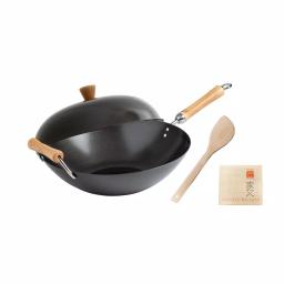 Honey-Can-Do Joyce Chen 4-Piece Carbon Steel Non-Stick Wok Set with High Dome Lid, Bamboo Spatula, and Recipe Booklet thumbnail 9