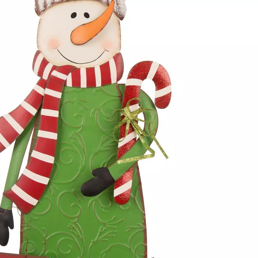 Glitzhome 36 in. Metal Snowman Holiday Decor - 3-in-1 Yard Stake, Standing, or Wall Hanging Decoration