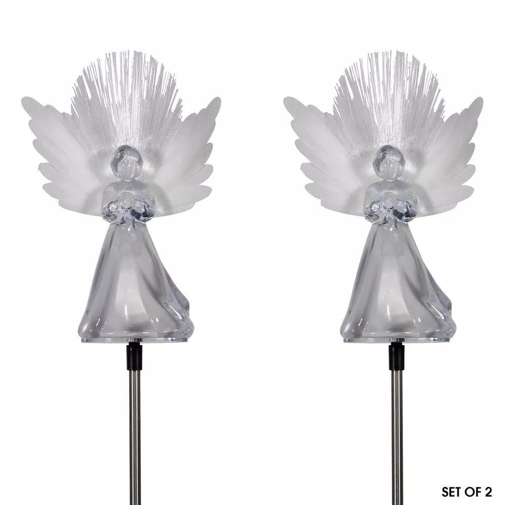 Alpine Corporation Solar Angel Garden Stakes with Fiber Optic Wings, Set of 2