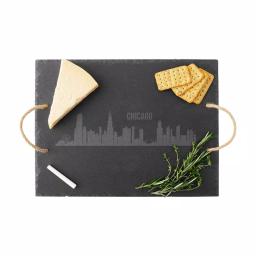 Cathy's Concepts Chicago Skyline Black Slate Serving Tray with Hemp Handles thumbnail 7
