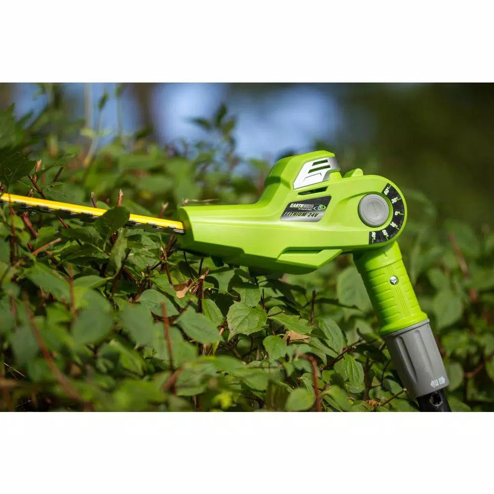 Earthwise 24V Cordless Lithium-Ion 17 in. Pole Hedge Trimmer with 2.5 Ah Battery