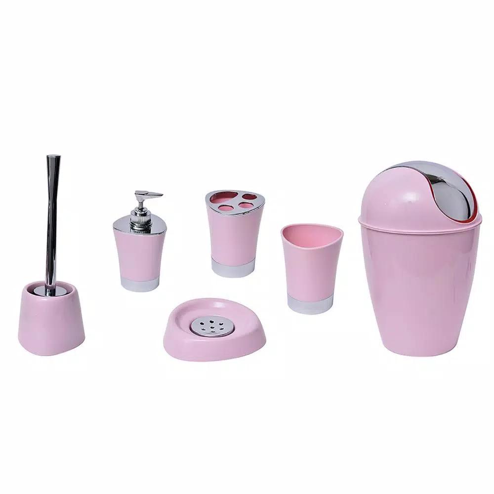 Unbranded Light Pink Toilet Bowl Brush with Holder, Modern Polypropylene Design with Chrome Finish Handle