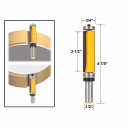 Yonico Carbide Tipped Top and Bottom Bearing Flush Trim Router Bit, 1/2 in. Shank, 2-1/2 in. Cut Length thumbnail 2