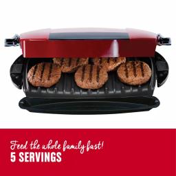 George Foreman 5-Serving Indoor Electric Grill and Panini Press, Red thumbnail 3