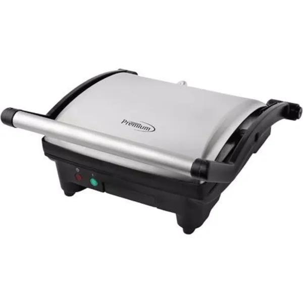 PREMIUM 4-Slice 1400W Non-Stick Panini Press and Indoor Grill, Black and Silver