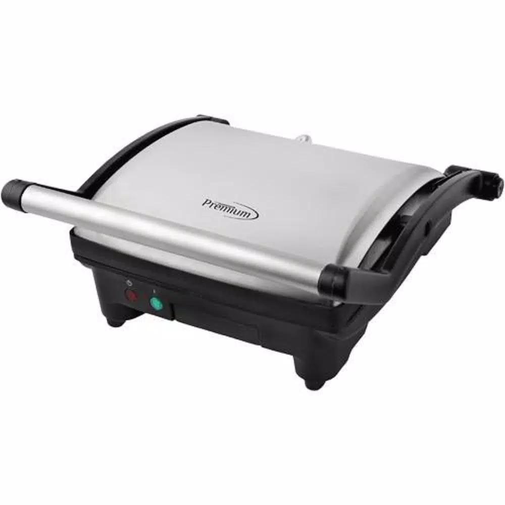 PREMIUM 4-Slice 1400W Non-Stick Panini Press and Indoor Grill, Black and Silver
