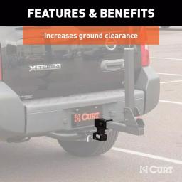 CURT 2" Receiver Raised Hitch Extension Adapter, 4-1/4" Rise, 5-1/4" Extension, 350 lbs Tongue Weight thumbnail 4